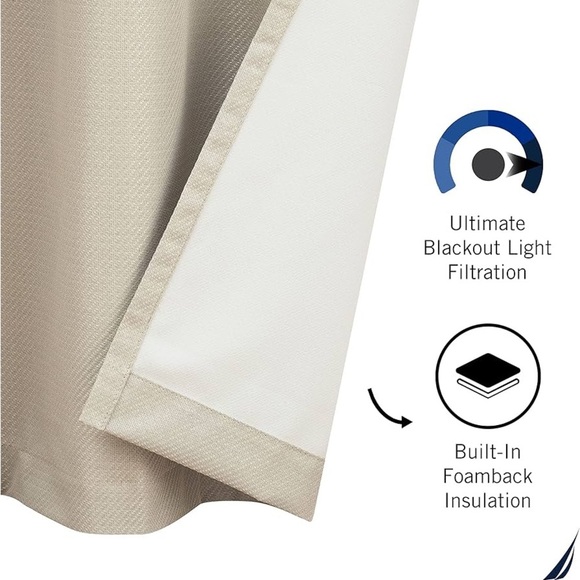 Nautica Home Tan Gold Long Curtains Set of 2 - Picture 1 of 8